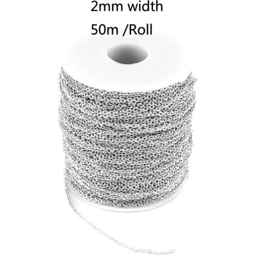 Stainless steel 2mm width Rolo cable link chain 50 meters /Roll