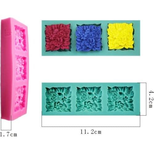 New Square Flower Shape Liquid Silicone Fondant Ice soap Cake Chocolate Decoration Mold Kitchen Cooking Bakeware Tools DIY Gift