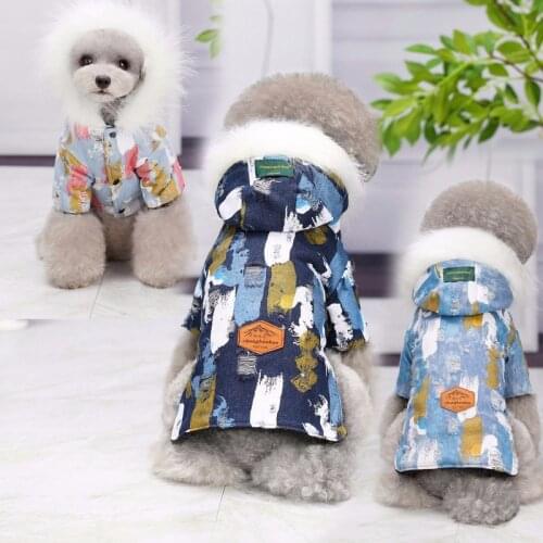 Pet Clothes Autumn Winter Jeans Hole Fashion Dog Clothes Cat Clothes Hat Two Legged Flower Jeans In Stock