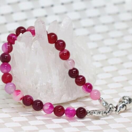 Wholesale price natural stone rose red agat onyx carnelian round beads 6mm jewelry women stretch bracelet gift 7.5inch B1917