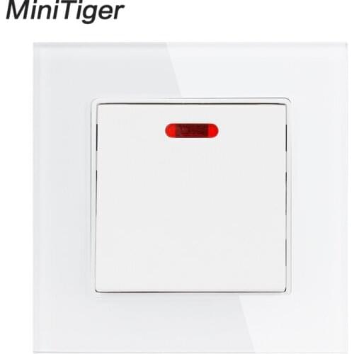 Minitiger 20A/45A Switch With Neon Crystal Glass Panel Kitchen Water Heater On / Off Wall Switch Air Condition Interruptor