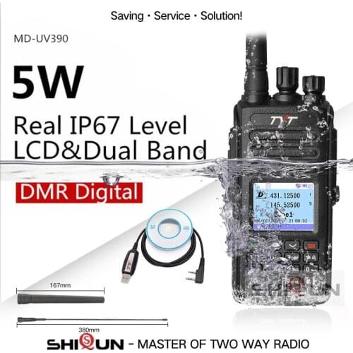 TYT MD-UV390 DMR Radio GPS Waterproof IP67 Walkie Talkie Upgrade of MD-390 Digital Radio MD UV390 Dual Band VHF UHF TYT DMR 5W