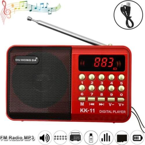 No Battery Handheld Digital FM USB TF MP3 Player Speaker Radio Radio FM Speaker Mini K11 Rechargeable Portable FM U2P6