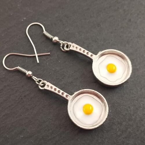 Fried Egg Earrings, Food Earrings, Frying Pan Earrings, Cute Earrings, Kawaii, Gift Idea