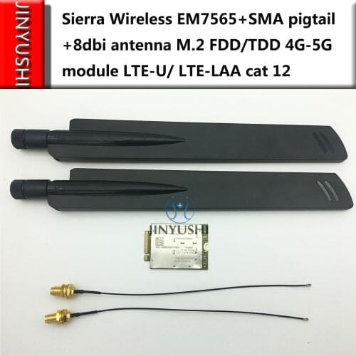 Sierra Wireless EM7565+SMA pigtail+8dbi antenna M.2 FDD/TDD 4G-5G module LTE-U/ LTE-LAA cat 12 Bands X16 MDM9230 chips