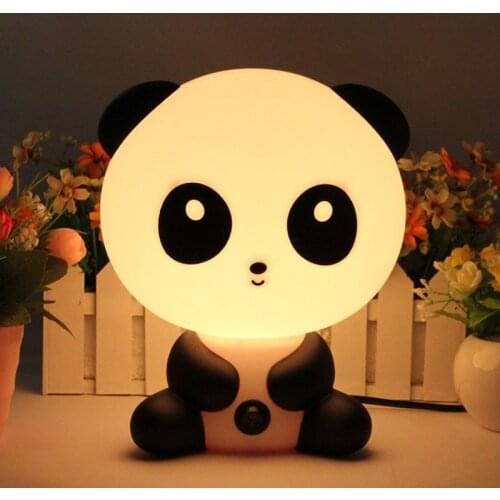 Modern Cartoon Panda Night Light Saving Table Lamp With EU Plug Bedroom Bedside Desk Lamp Children room lights 110v 220v