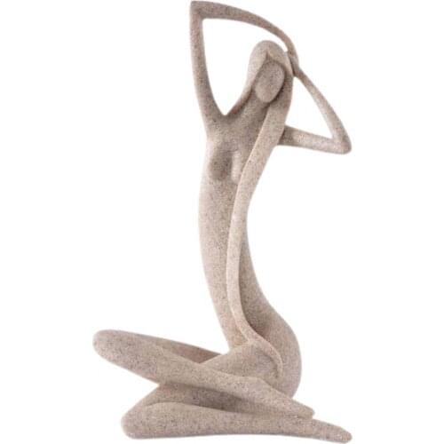 Resin Statue Handmade Fadeless Durable Art Long-haired Women Statue Home Decor