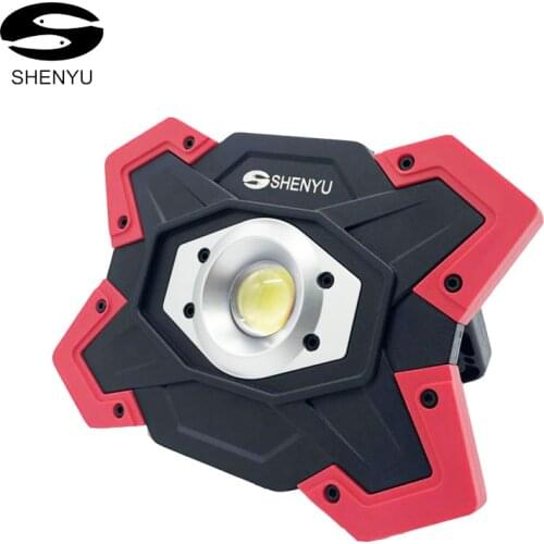 SHENYU LED Camping Lantern Tent Flashlight 10w 12v USB Rechargeable Power Bank Searchlight 18650 Battery Spotlight Portable Lamp