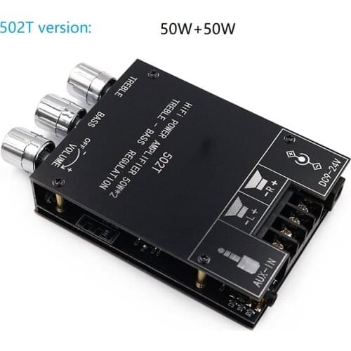 TPA3116D2 100WX2 50W*2 Treble Bass Bluetooth 5.0 AUX HIFI 2.0Channel Power Audio Stereo Amplifier Board Module ZK-1002T 502T