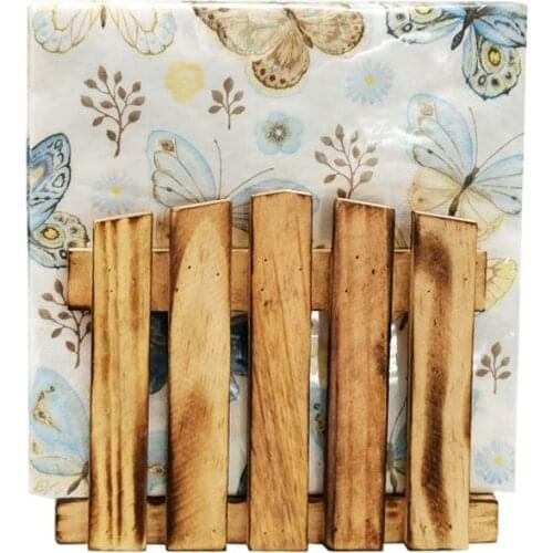 Solid Wood Retro Fence Vertical Paper Towel Rack Dining Table Creative Hotel Cafe Farmhouse Bed and Breakfast