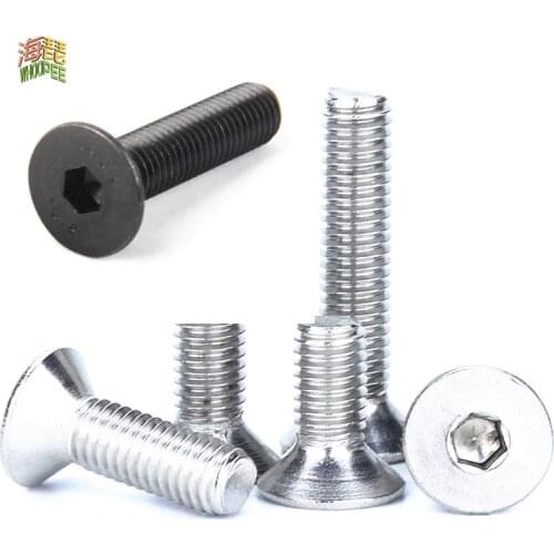 5-50pcs M2 M2.5 M3 M4 M5 M6 M8 304 A2 Stainless Steel Black grade 10.9 Hexagon Hex Socket Head Flat Countersunk Allen Bolt Screw