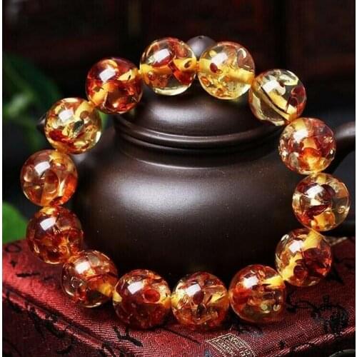 Amber Bracelet Fashion Beeswax Beaded Elastic Line Bracelet Fancy Jewelry Gift