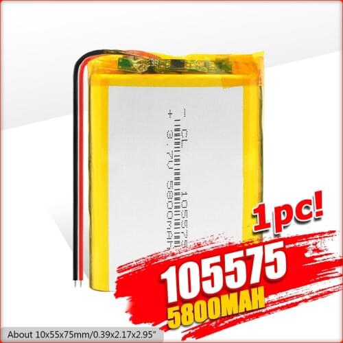 YCDC 3.7V 5800mAh 105575 Lithium Polymer Li-Po li ion Rechargeable Battery cells For Mp3 MP4 MP5 GPS PSP mobile bluetooth