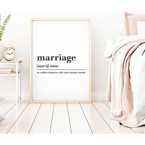 Funny Marriage Definition Art Canvas Painting Modern Minimalism Quote Posters and Prints Gift For Her Bedroom Wall Art Decor