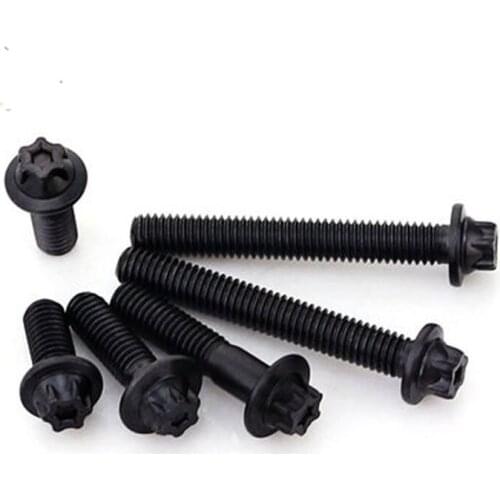 10pcs M5 M6 Torx hex flange screws Hexagon plum bolt 12.9 level Mechanical screw Carbon steel 14mm-43mm length