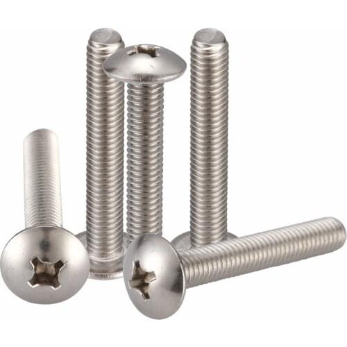 100Pcs M4*8/10/12/16/20/25/30/35/40/45/50/55/60mm 304 Stainless Steel Cross Recessed Pan Head PM Screws Phillips Screws Choose