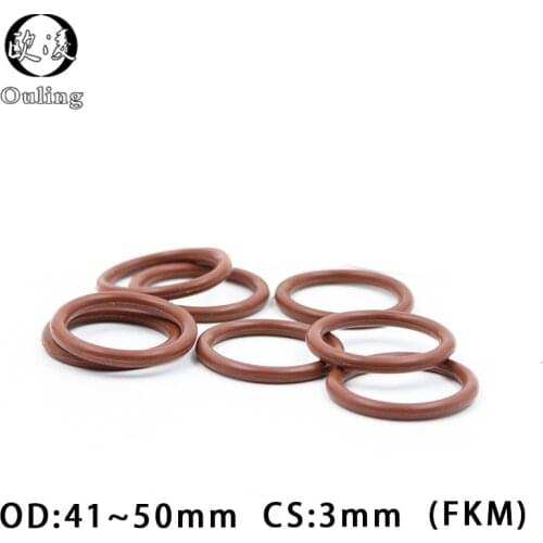 3PCS Fluorine rubber Ring Brown FKM O ring Seal OD41/42/43/44/45/46/47/48/49/50*3mm Rubber O-Ring Seal Oil Ring Gaskets Washer