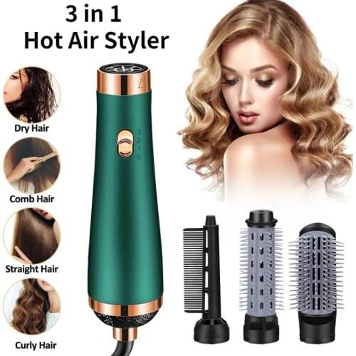 3 in 1 Hot Air Brush Ionic Hair Dryer Brushes Volumizer 3 Heads Hair Straightener Heating Comb Curler Hairdryer Hair Styler Tool