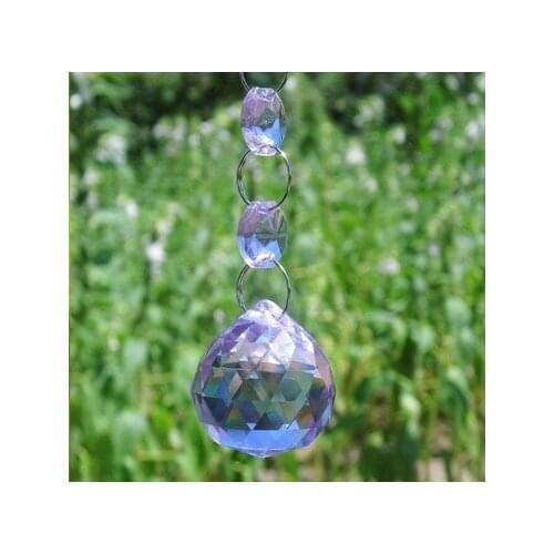30pcs 20mm Lilac Color Faceted Crystal Ball Chandelier Crystal Prisms Glass Suncathcher Pendant Fengshui Decoration Ornament