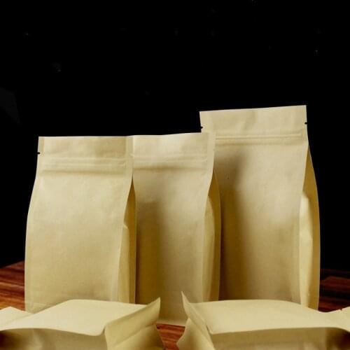 50pcs Kraft paper octagonal bag accordion self-supporting ziplock bags aluminum foil nut tea food coffee packaging pouch