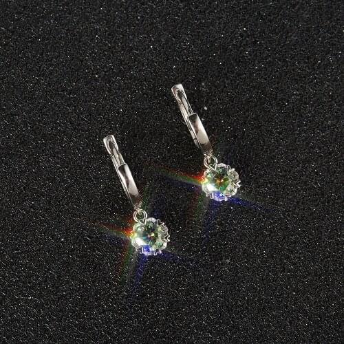 BOEYCJR S925 snowflake 0.5/1ct blue green Moissanite VVS1 Fine Jewelry Diamond Stud Earring With national certificate for Women