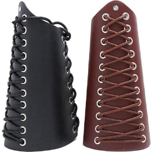 Punk Knight Lace Up Wristband Archery Wide Arm Cuff Wrist Guard Costume Gift