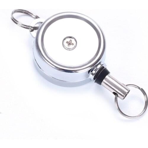 Zinc Alloy Carabiner Badge Reel Retractable ID Card Reel Badge Holder Keychain J78F