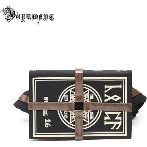 Buyuwant Canvas Shoulder bag Gothic book shape Messenger bag Cartoon Magic book student bag women punk handbag BW01-SB-mfhxzb