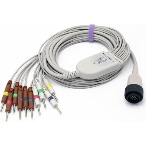 Cardioline EKG Cable One Piece 10 Lead Wires 16 Pin Plug Din 3.0 IEC Standard for Kanz Kenz PC 104 EKG Machine