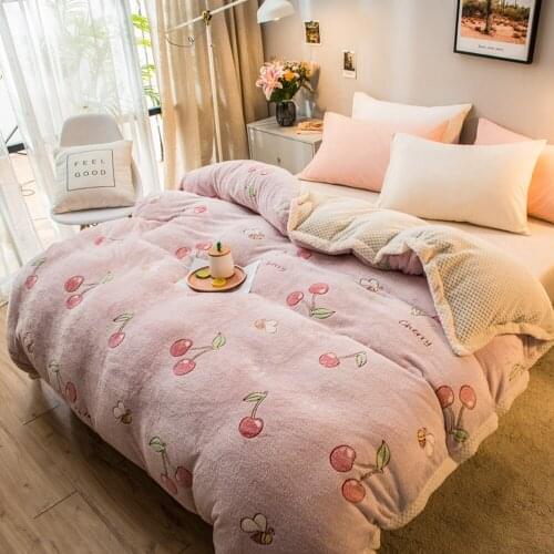 Home Textiles Winter Quilt Cover Thick Warm Lamb Cashmere Duvet Cover Comfortable Soft Cover For Bedroom Coral Fleece Bedding