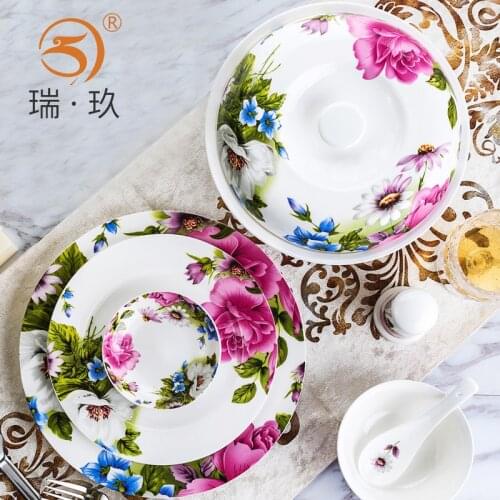 Guci Tangshan Bone Porcelain Tableware Household Chinese Rice Bowl Plate Spoon Porcelain Soup Pot Fish Plate Free Matching
