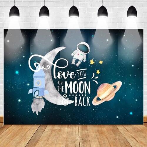 MOCSICKAAstronaut Theme Party Backdrop for Photography The Scientist Photo Background Cartoon Universe Backdrop for Birthday
