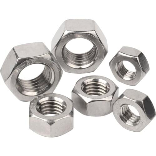 10/100pcs A2-70/ 304 Stainless Steel Hex Hexagon Nut M1 M1.2 M1.4 M1.6 M2 M2.5 M3 M4 M5 M6 M8 M10 M12 Nuts for Screw Bolt