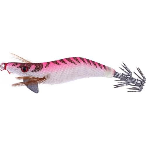 HENGJIA 1PC Artificial Squid Jig Lures 7.8g/8.2cm Luminous Octopus Wood Shrimp Baits Carp Fishing Pesca Fishing Tackles