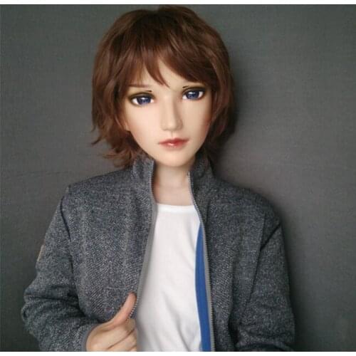 Jing)Female Sweet Girl Resin Half Head Kigurumi BJD Eyes Crossdress Cosplay Japanese Anime Role Lolita Mask With Eyes And Wig