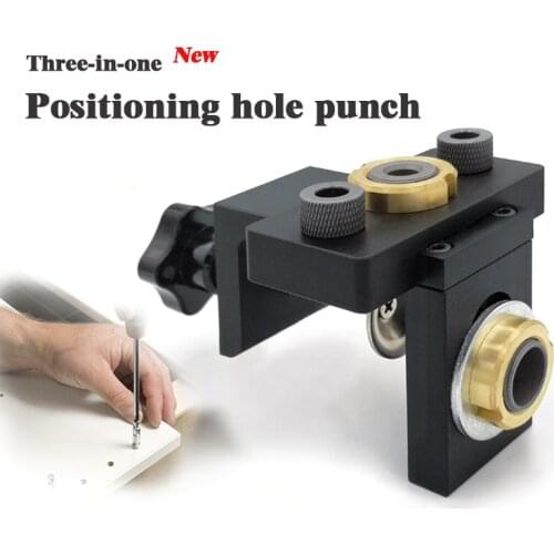 Adjustable Wood Doweling Jig Pocket Hole Drilling Locator Jig Kit with 8/10mm Drill Bit Vertical Drill Guide Hole Puncher Tools