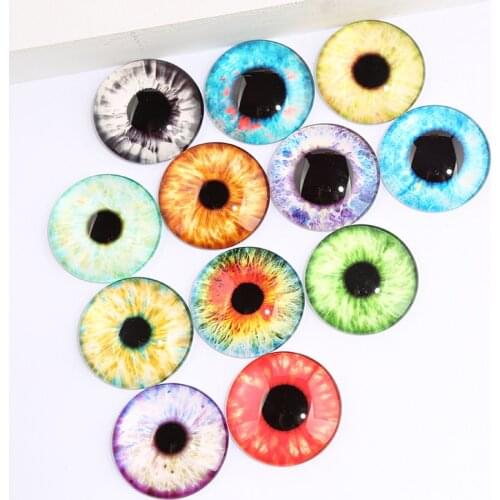 Reidgaller Mix pupil eye photo round glass cabochon 10mm 12mm 14mm 16mm 18mm 20mm 25mm 30mm diy flat back jewelry findings