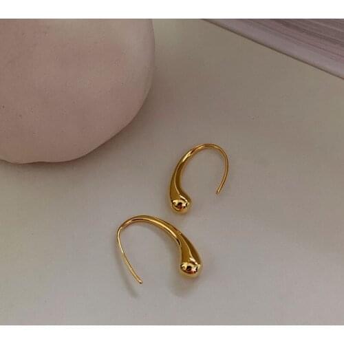 Brass With 14K Gold Waterdrop Drop Earrings Women Jewelry Punk Party Gown Runway rare Boucle Korean Japan INS Trendy Top