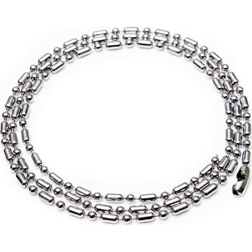 MANGOSKY 2.5mm Stainless Steel Oval Ball Beads Chain Tide Wild Bamboo Bead Chain Necklace