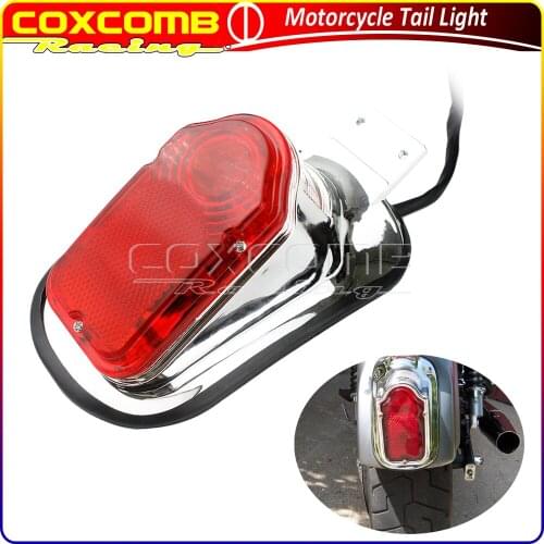 Motorcycle Chrome Tombstone Style 12V Turn Signal & Rear Brake Stop Tail Light For Harley Honda Bobber Chopper YAMAHA Custom