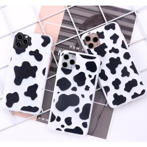 Simple Cow Pattern White Black Phone Cover For iPhone 12 11 Pro Max X XS XR Max 7 8 7Plus 8Plus 6S SE Soft Silicone Case Fundas