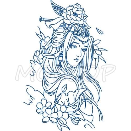 Juice Tattoo Sticker Classical Girl Flower Waterproof Temporary Makeup Fake Tatoo Body Art for Women Men Lasting To 5 -15 Days