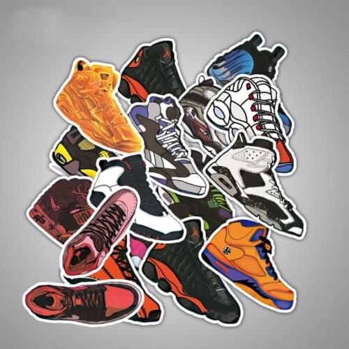 100 pcs Mixed Brand Shoes Stickers for Car Styling Bike Motorcycle Phone Laptop Travel Luggage Cool Fashion Sticker