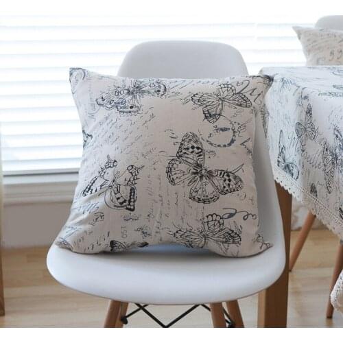 American Style Creative Butterfly Newspaper Cotton Linen Cushion Cover 45*45cm/60*60cm Throw Pillow Covers Cushions Home Decor