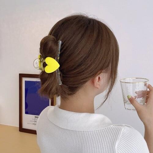 Oaoleer 2021 New Women Cute Heart Plastic Hair Claws Sweet Geometric Hairpins Decorate Clips Fashion Hair Accessorie