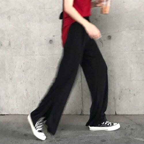 Pure color high waist split suit pants women 2020 spring autumn sports pants casual fall wide leg pants trousers womens clothes