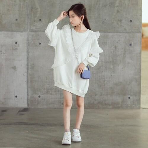 4 To 16 Years Kids and Teen Girls Autumn 2020 Midi Sweatshirt Korean Mother and Daugther Clothes Cotton Casual Sweatshirt, #9184