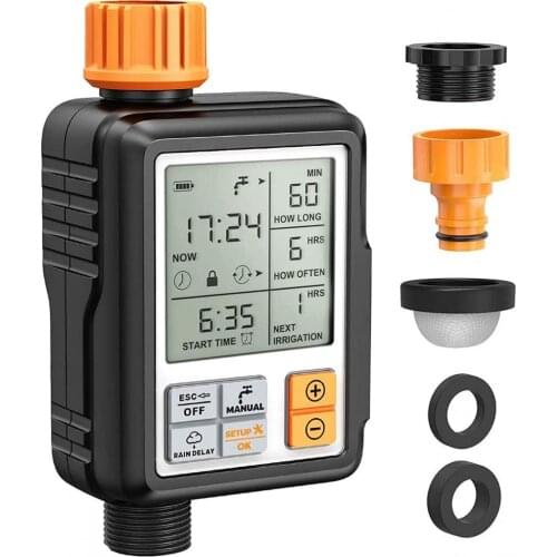Programmable Water Timer 3" Large Screen Rain Delay Upgrade Material Sprinkler Timer for Garden Lawn Pool