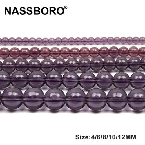 Transparent Purple Man-made Crystal Beads Glass Stone Beads for Jewelry Making Loose Spacer Bead Handmade/DIY 4/6/8/10/12mm