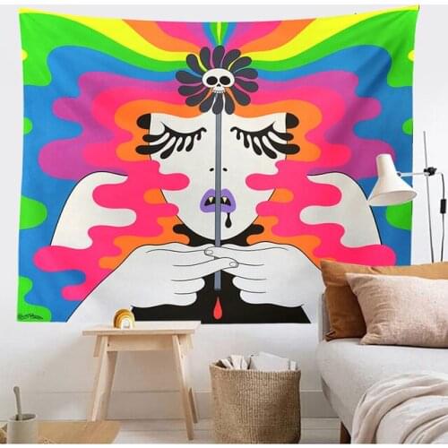 Psychedelic Colorful Tapestry Hippie Room Wall Hanging Blanket Home Decor Psychedelic Background cloth Bedroom Decor Tapestry